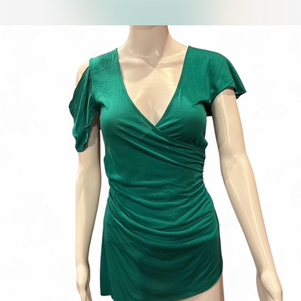 Arden B Green Asymmetrical Wrap Blouse